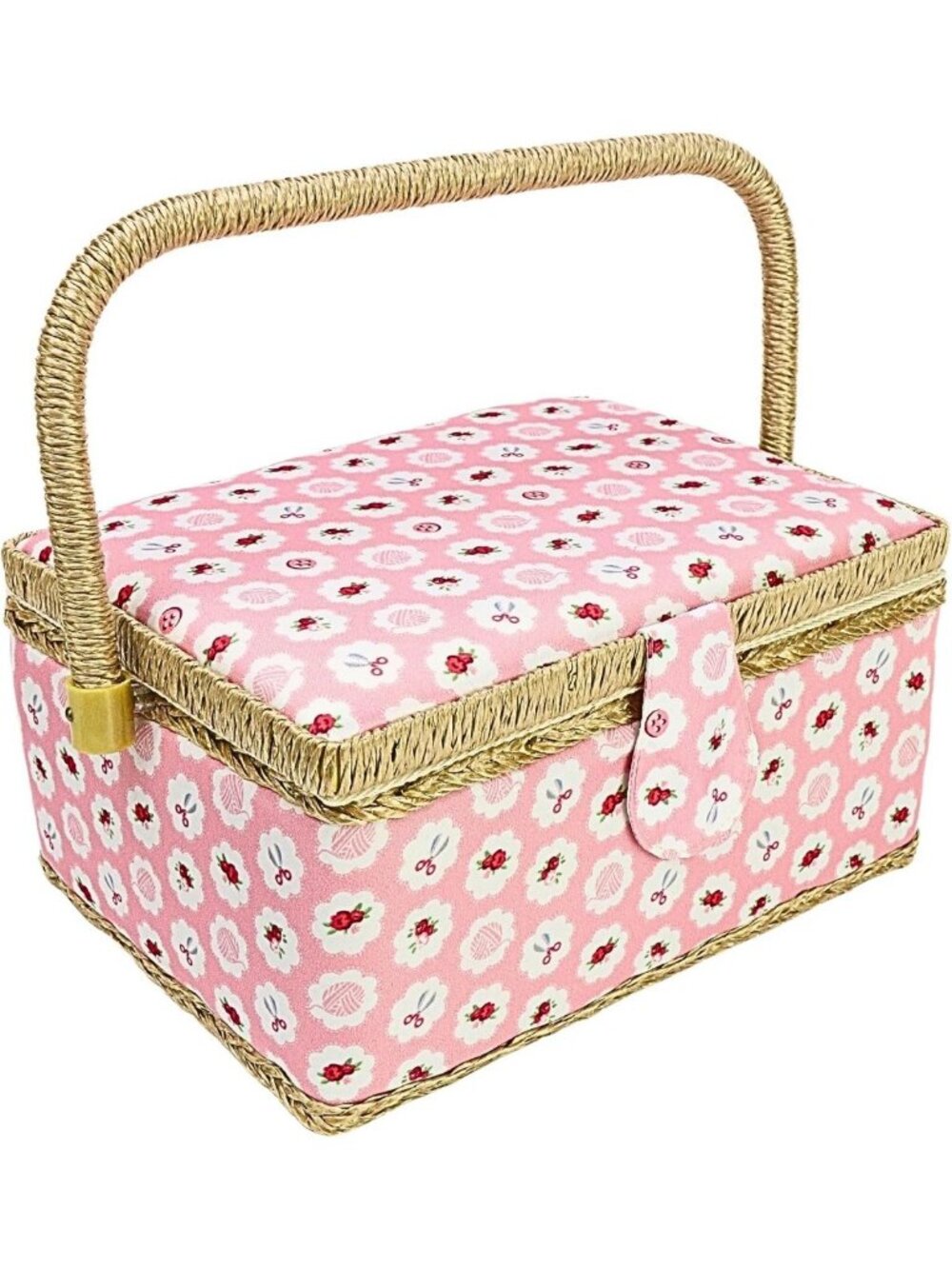 Large Sewing Basket Organizer with Accessories, Removable Tray & Pincushion
